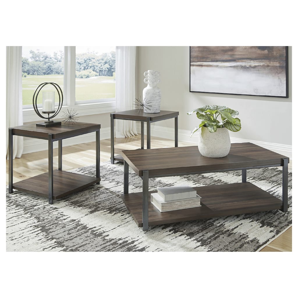 Signature Design by Ashley Trindwick Brown/Gray Table (Set of 3) - 47.25" W x 25.13" D x 18.13" H