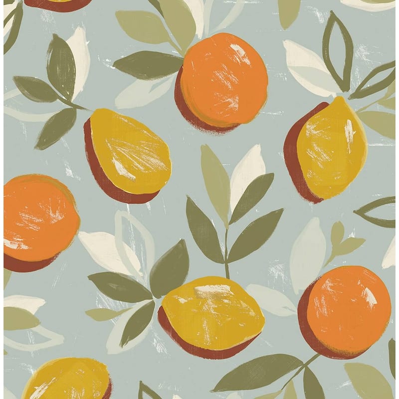 NextWall Fruit Toss Peel and Stick Wallpaper - 20.5 in. W x 18 ft. L - Orange Tea