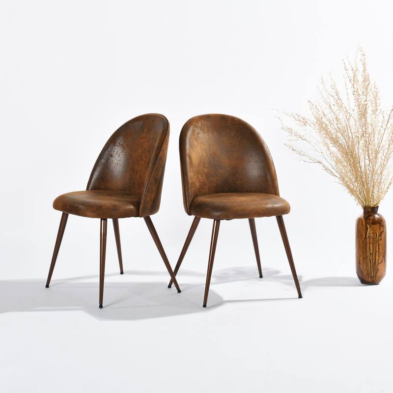 Homy Casa Fabric Office Chair with Metal-Walnut Legs, Modern