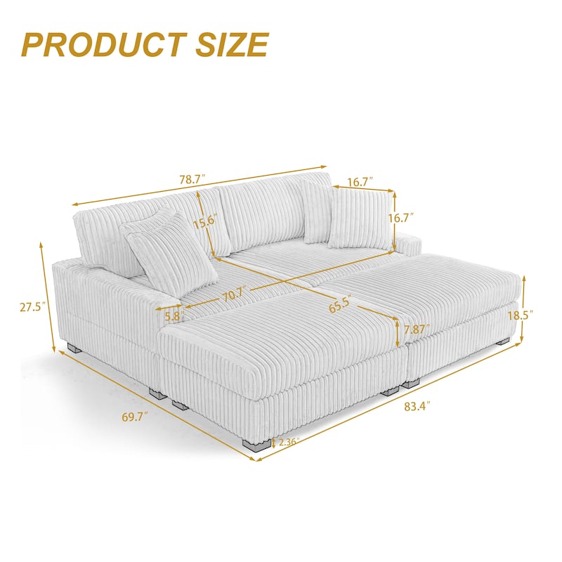 83.4" W Upholstered Sectional Modular Sofa with 2 Ottoman