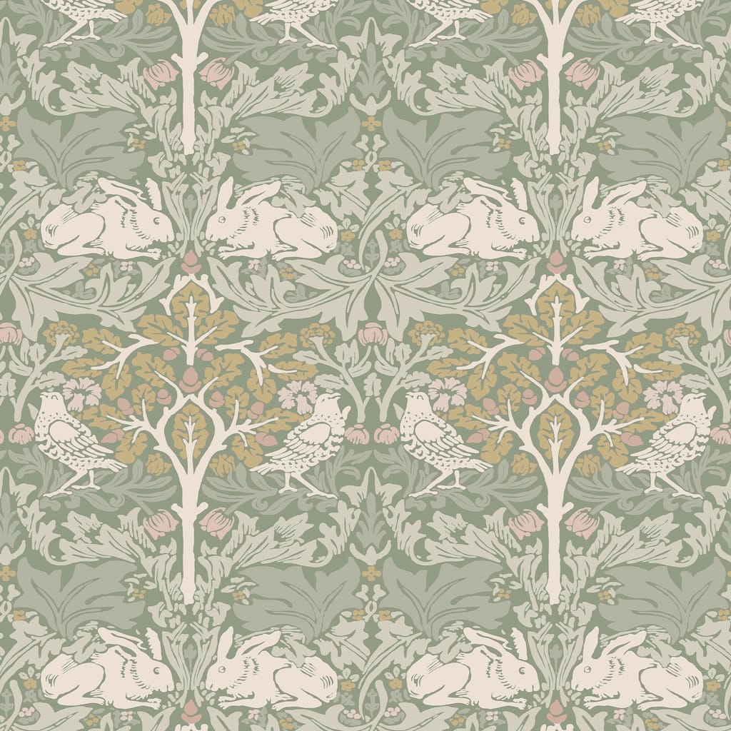 William Morris Brother Rabbit Sage Wallpaper