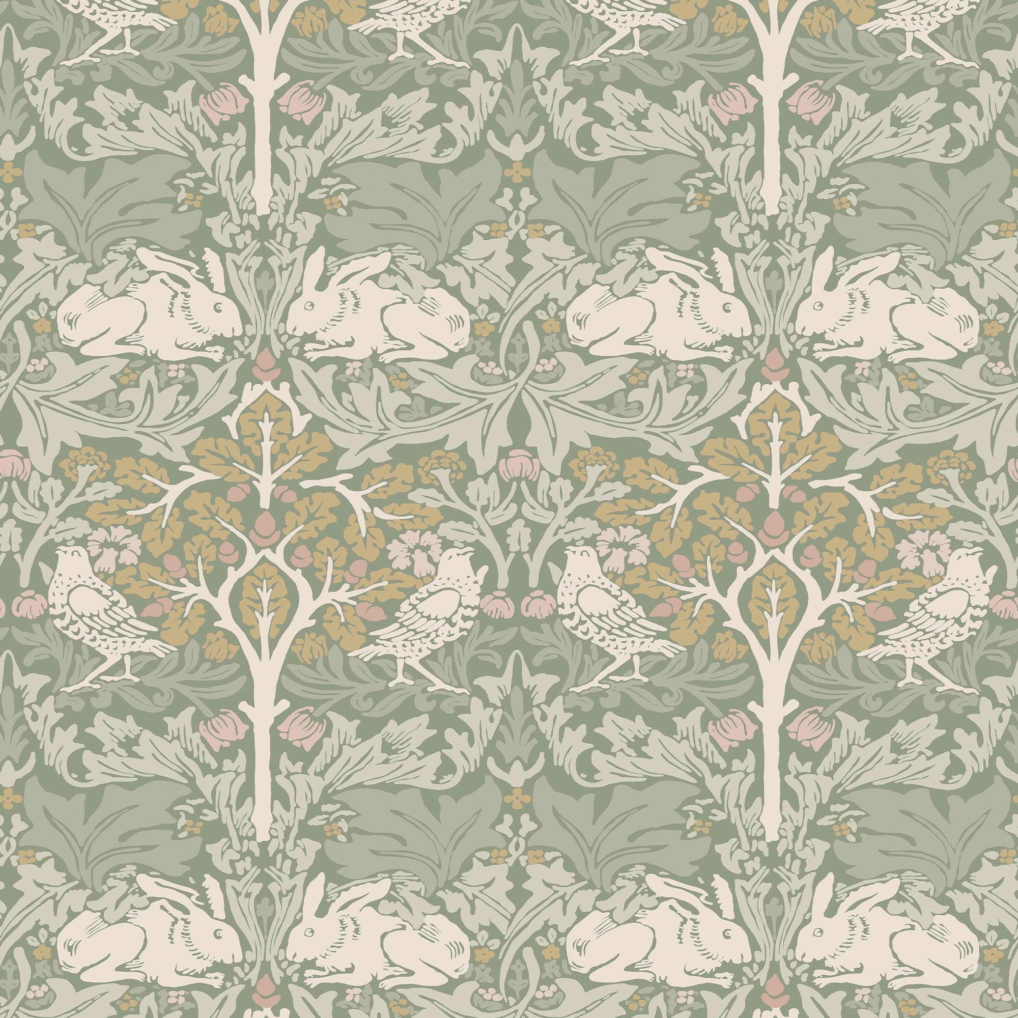 William Morris Brother Rabbit Sage Wallpaper