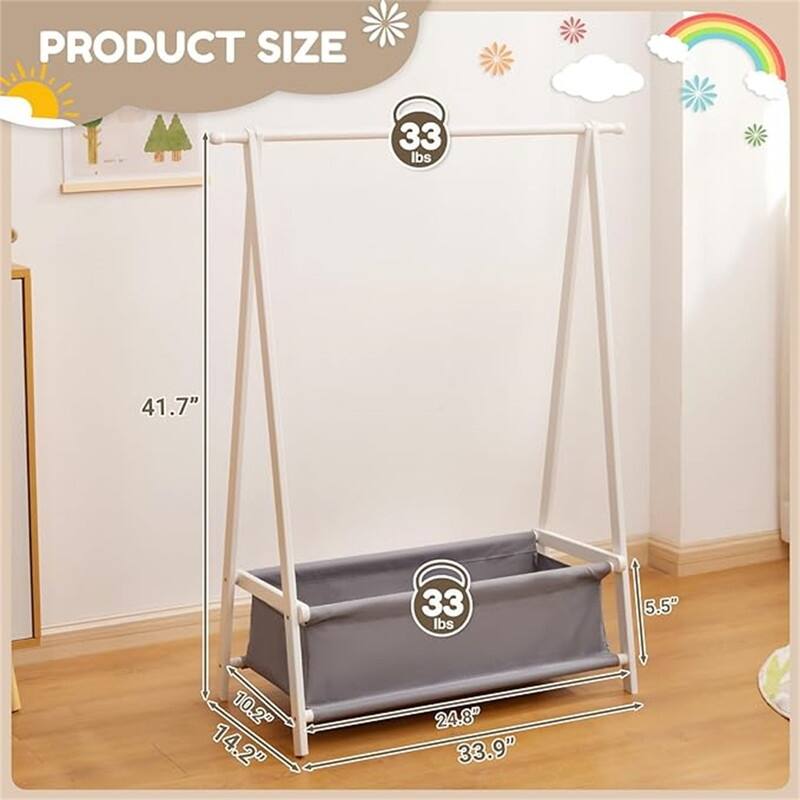 Kids Clothing Rack with Storage Box - 14.17"D x 27.16"W x 41.73"H