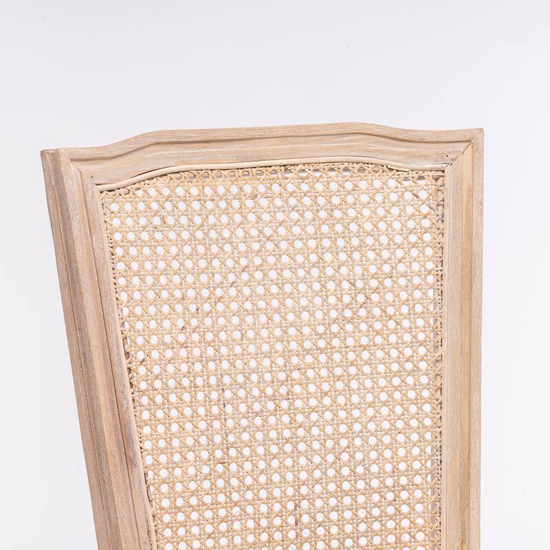 Elegant Kitchen Chair Lounge Chair with Square Rattan Backrest, Padded Chair Dining Chair Vanity Chair Set of 2