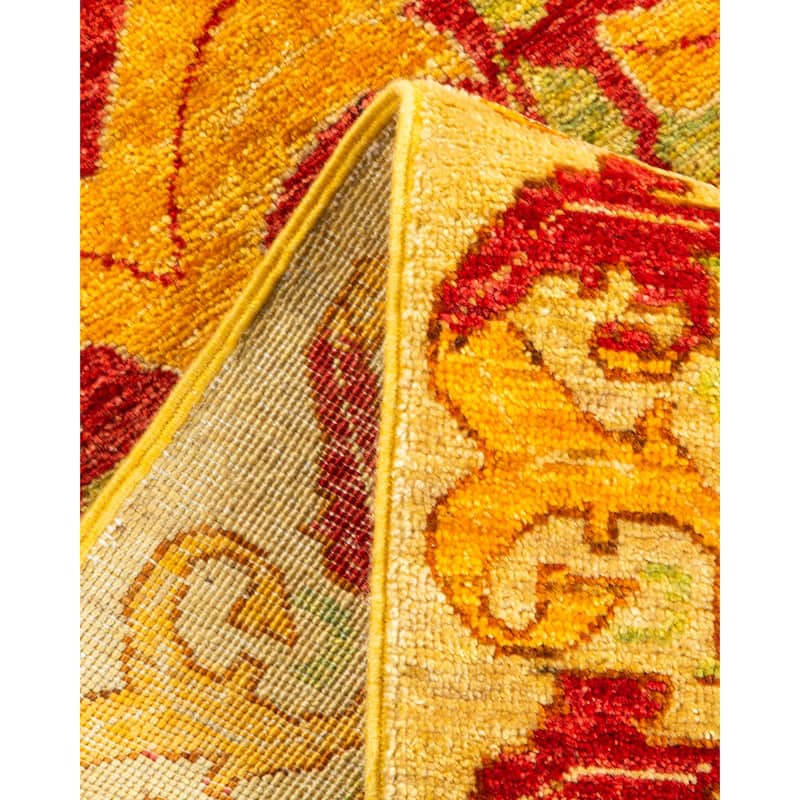 Overton Hand Knotted Wool Contemporary Floral Red Runner