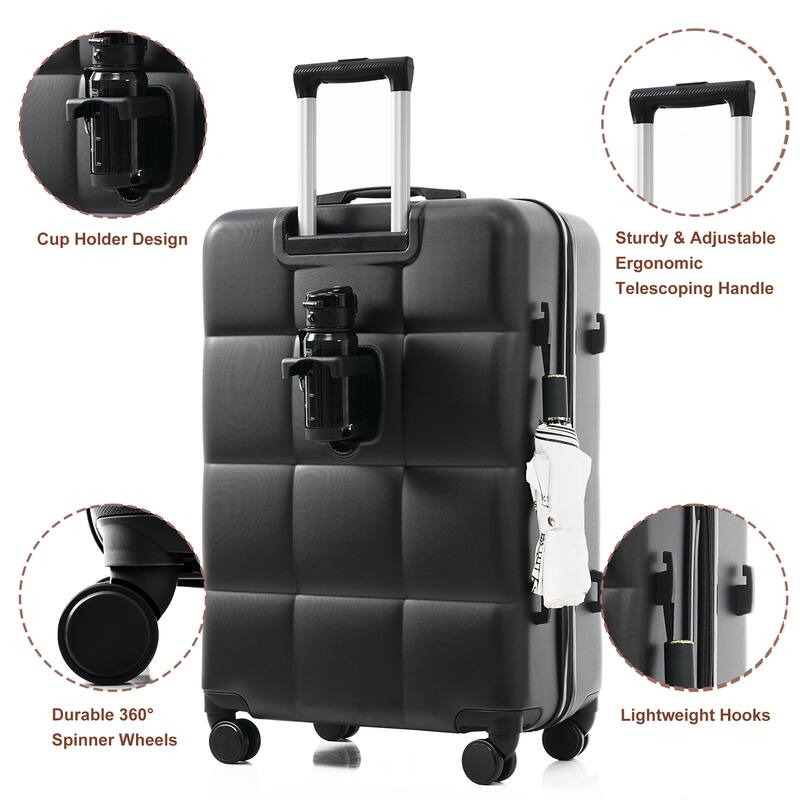 Luggage Sets Four Piece, ABS Durable Suitcase with Travel Bag