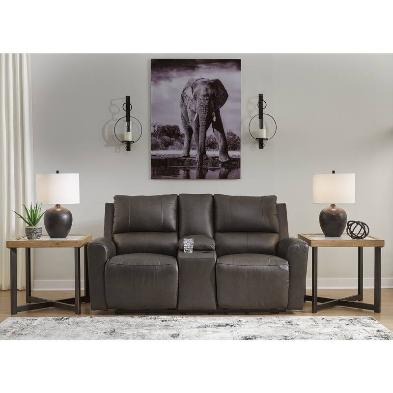 Signature Design by Ashley Boxmere Dark Brown Double Power Reclining Loveseat with Console - 75"W x 38"D x 39"H