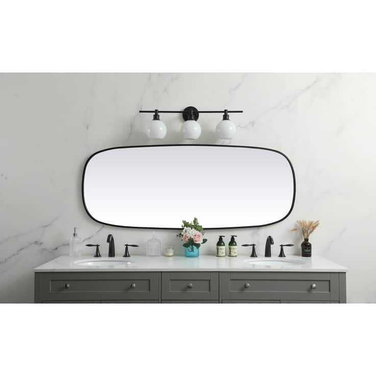 Indigo Home Metal Frame Oval Mirror 24x60 Inch