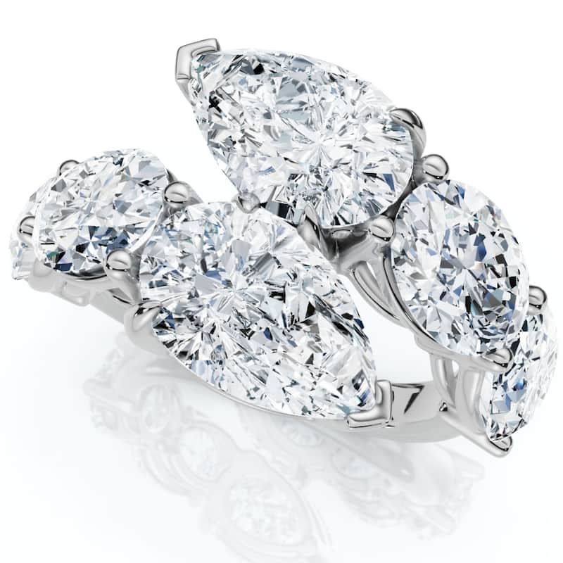 7.10Ct Pear & Oval Shape Bypass Ring Gold Lab Grown