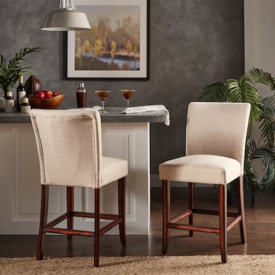 Parson Classic Linen Counter Height High Back Stools (Set of 2) by iNSPIRE Q Bold