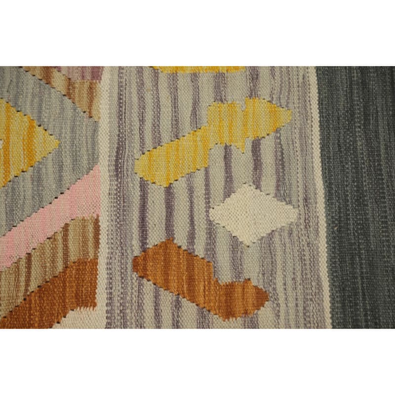 Hand Woven Oriental 100% Wool Carpet Southwestern Tribal Multi-Colored Kilim Area Rug - 8' 4'' X 5' 1''