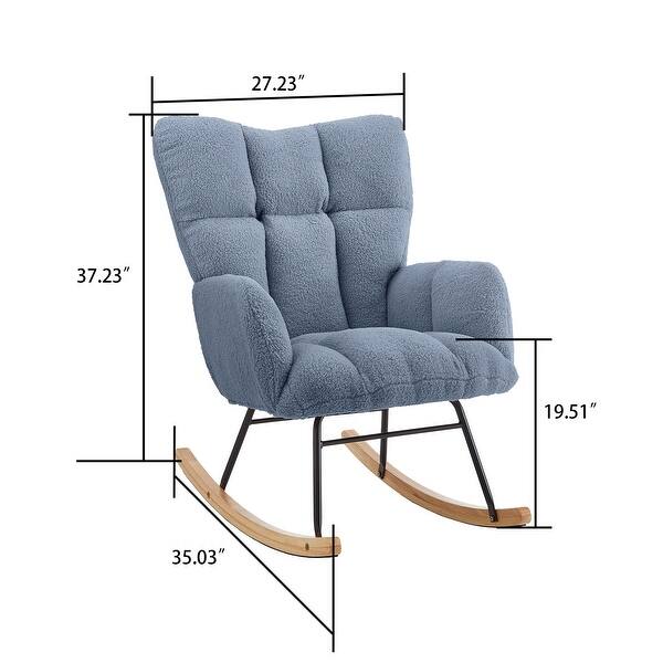 Modern Minimalist Teddy Fabric Upholstered Rocking Chair with Solid ...