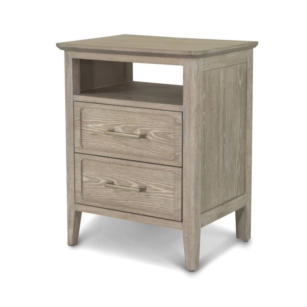 Cape May 2 Drawer Nightstand with USB A + C Glazed Driftwood Finish