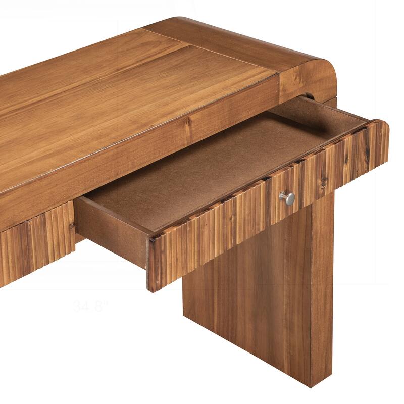 Rustic Console Table with Fluted Drawer Front