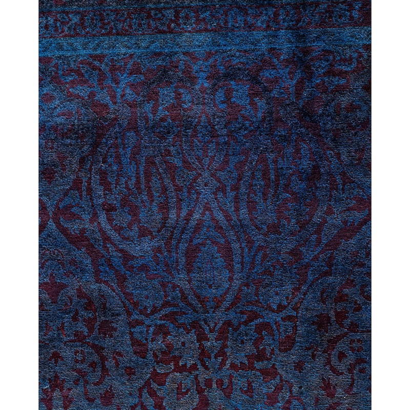 Overdyed One-of-a-Kind Hand-Knotted Square Area Rug - Blue - 5' 10" x 6' 2"