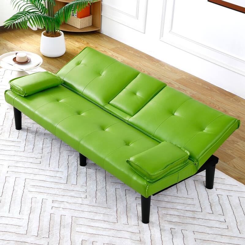 The 67-inch PVC multi-functional sofa bed, with a foldable and cup holder design