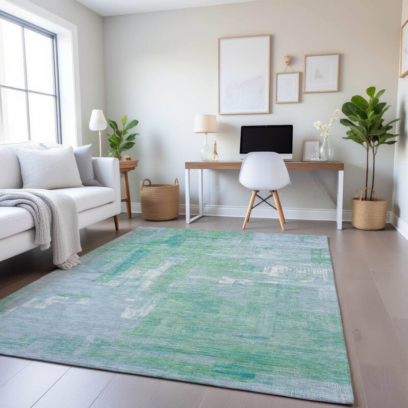 Premium Washable Super Soft Abstract Glam Mayfield Rug - Sky - 5' x 7'6"