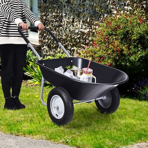 Dual-Wheel Home Utility Wheelbarrow Heavy Duty Garden Cart