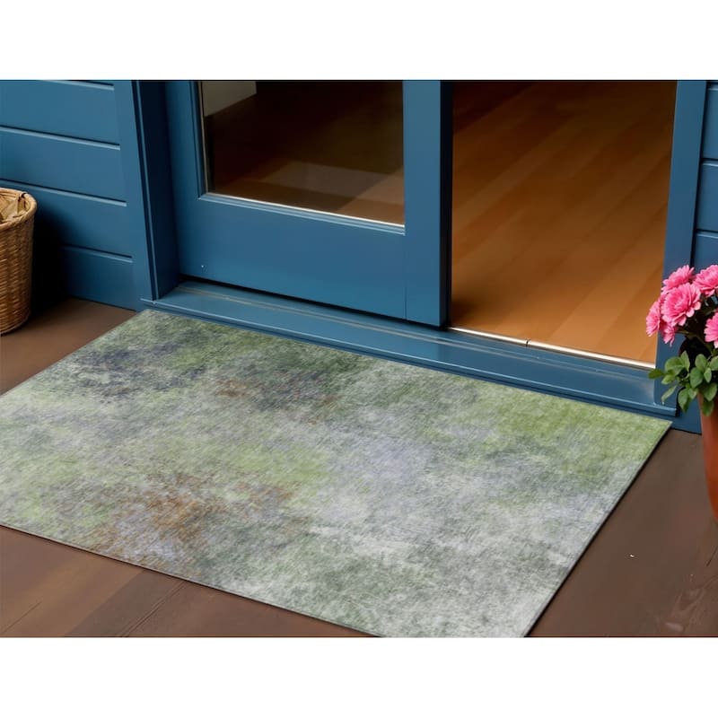 HomeRoots Abstract Transitional Rectangle Outdoor Rug - 3' x 5'