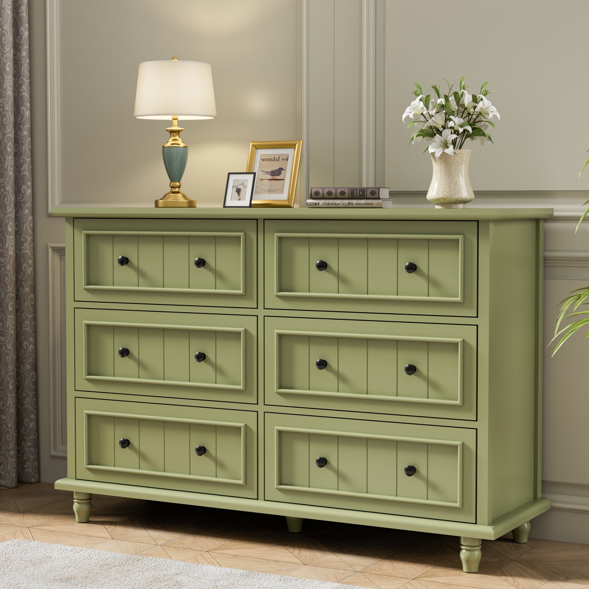 Mid-Century Vintage 6-Drawer Dresser Storage Chest