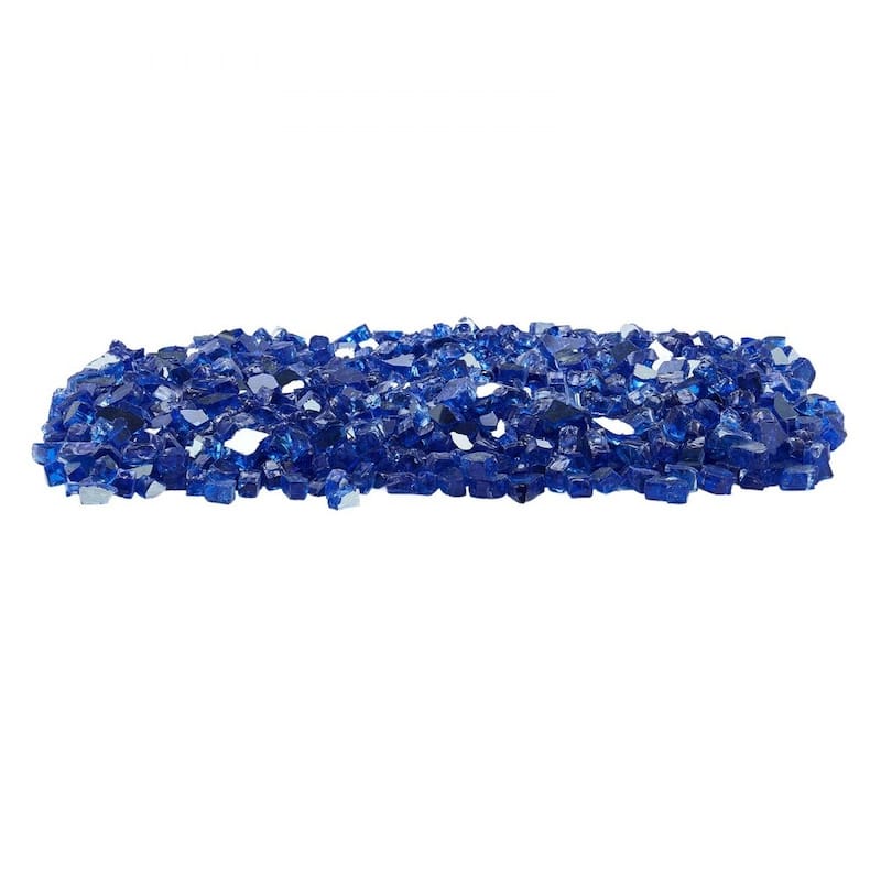 Cobalt Blue Tempered Crushed Glass Fire Pit Glass Rocks 10 lbs. Heatproof - 1/2 inch