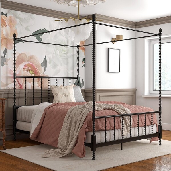 Avenue Greene Elliot Metal Canopy Bed Black King
