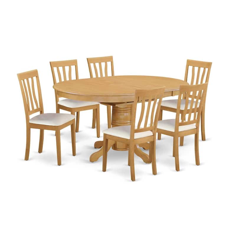 Dinette Set 7 Piece Table with Chairs - Kitchen Dining Room Set - Oak Finish