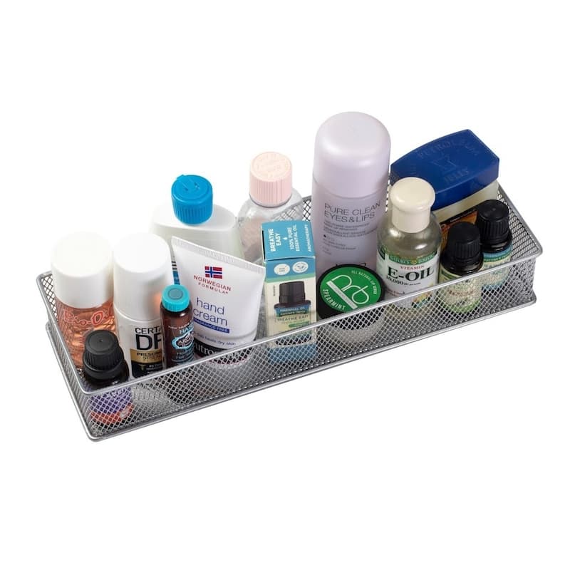 YBM Home Silver Mesh Desk Drawer Organizer Tray Home and Office 12pack