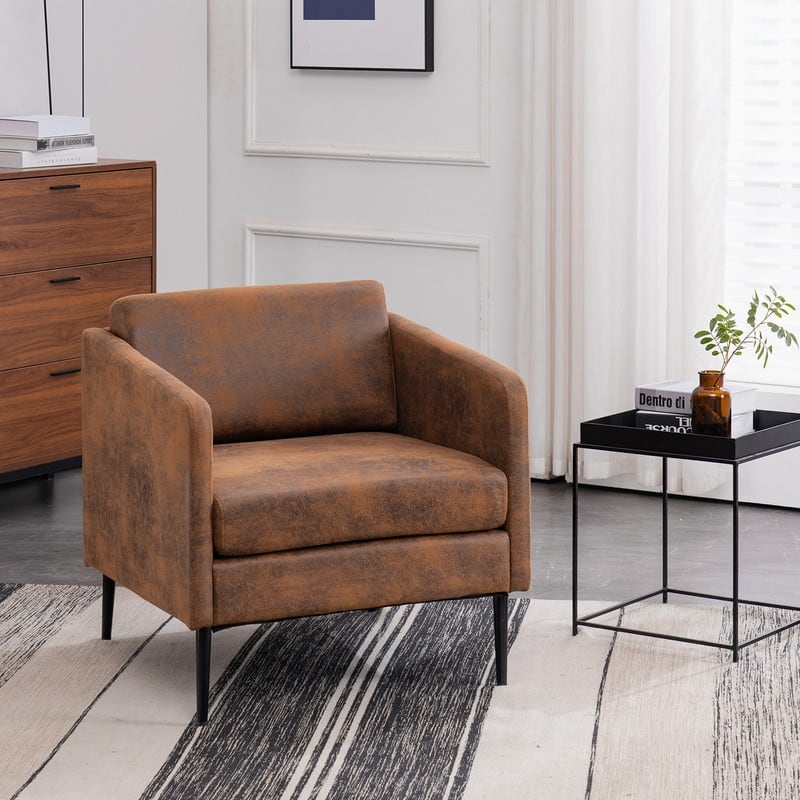 Iron Legs Wooden Frame Foil Fabric Accent Chiars