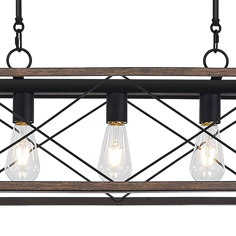 Kiro 7-light Farmhouse 48In Linear Chandelier Rectangle Dining Lights with UL - 48'' W x 7.78'' D x 11'' H