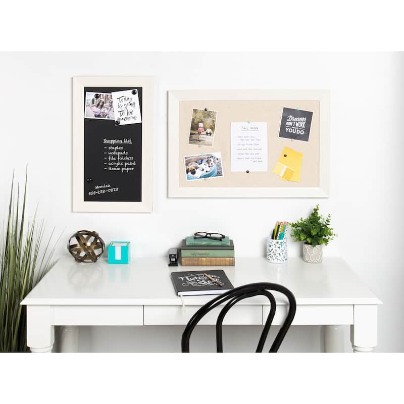 DesignOvation Beatrice Framed Linen Fabric Pinboard