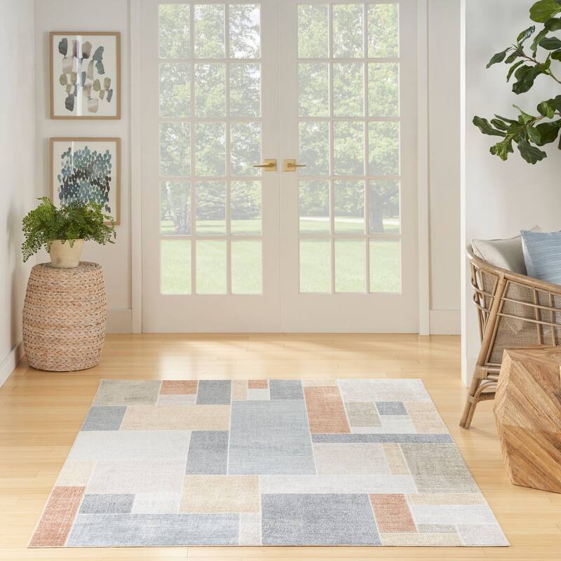 Nourison Astra Machine Washable Paneled Area Rug