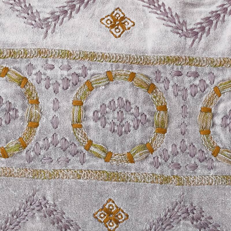 Cotton Velvet Lumbar Pillow with Embroidery