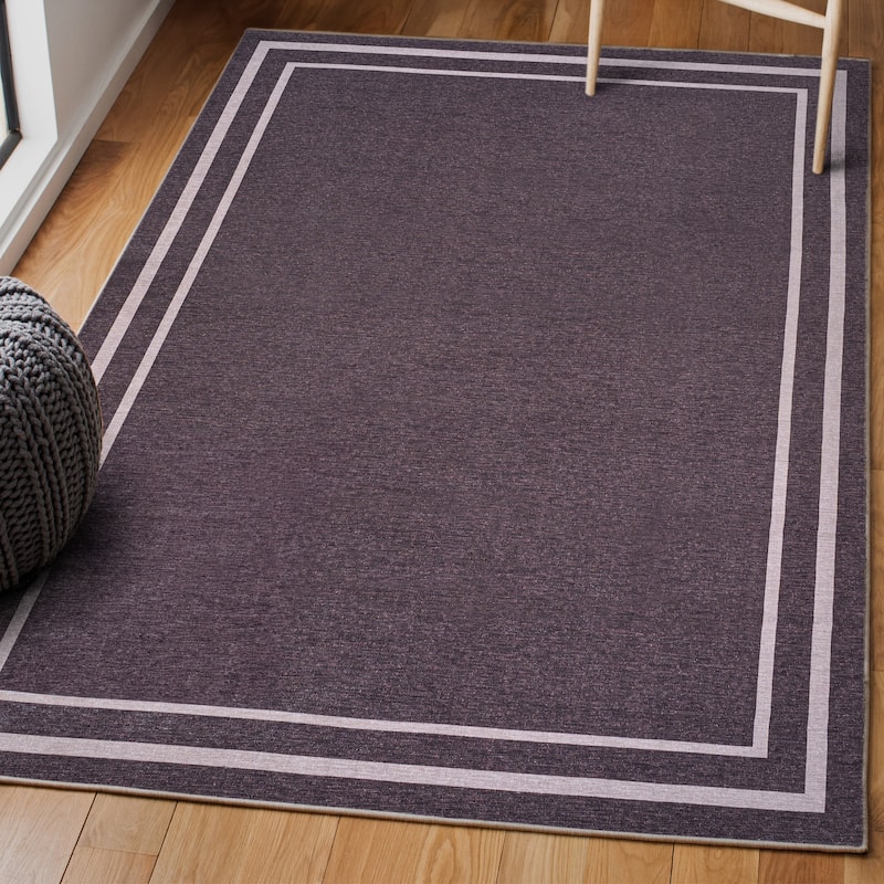 JONATHAN Y Ainsley Classic 2-Stripe Border Washable Area Rug