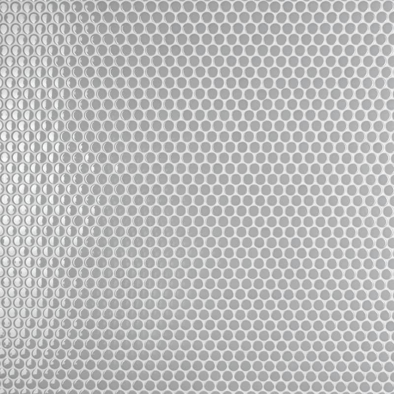Merola Tile Metro Penny Round Light Grey Glossy 10" x 12" Porcelain Mosaic Floor and Wall Tile