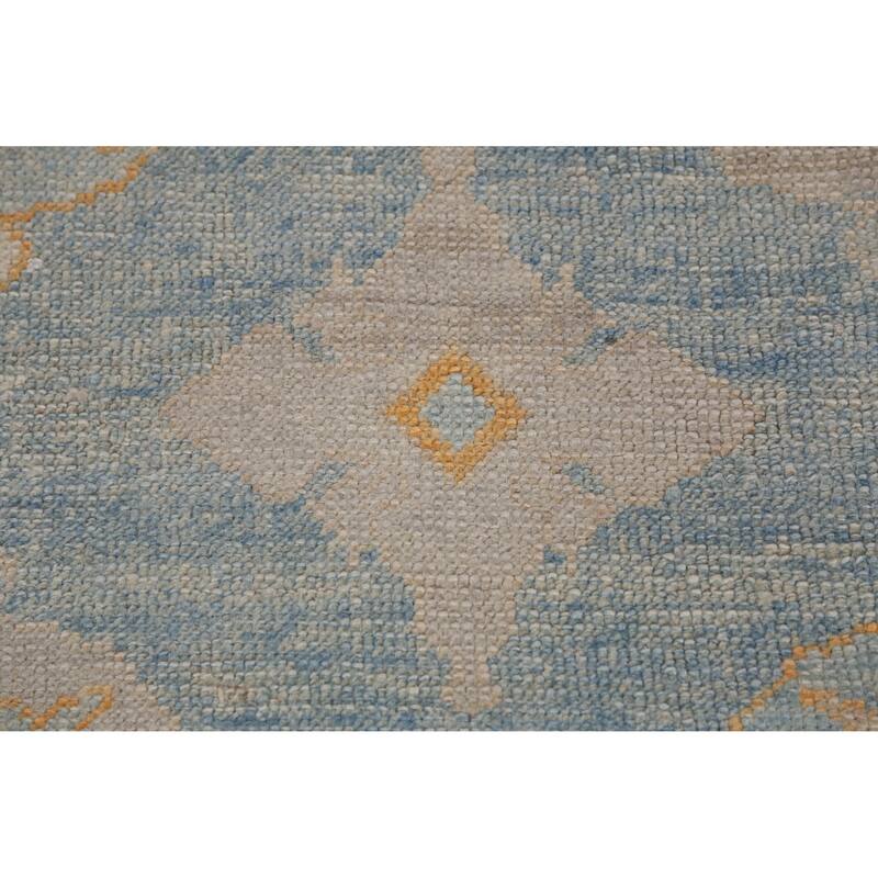 Hand Knotted Oriental 100% Wool Carpet Transitional All-Over Navy Blue & Blues Oushak Area Rug - 11' 2'' X 8' 5''