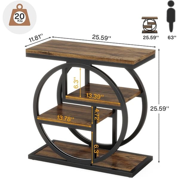 dimension image slide 4 of 5, Small 3-tier Living Room End Tables And Side Tables with Metal Frame
