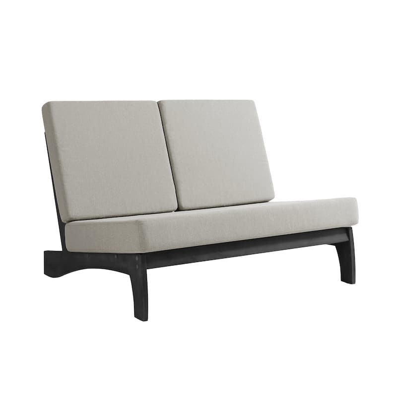 Beach-Style Outdoor Acacia Club Chair Set Loveseate with Plush All-Weather Cushions