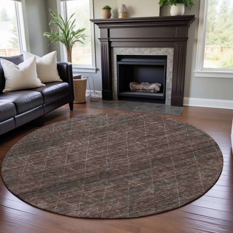 Premium Washable Super Soft Solid Trellis Mayfield Rug - Coffee - 8' x 8'