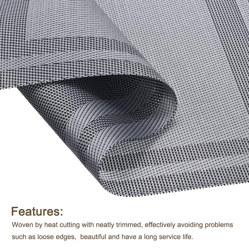 Place Mats 450x300mm 8pcs PVC Table Washable Woven Placemat, Gray