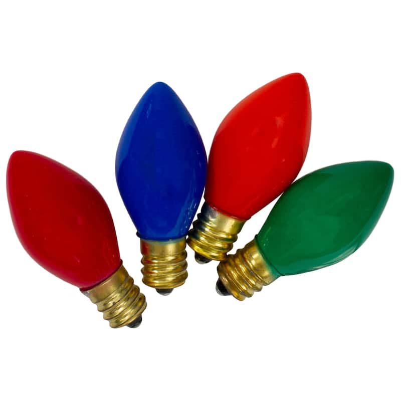Pack of 4 Multi-Color Opaque C7 Christmas Replacement Bulbs - 2"