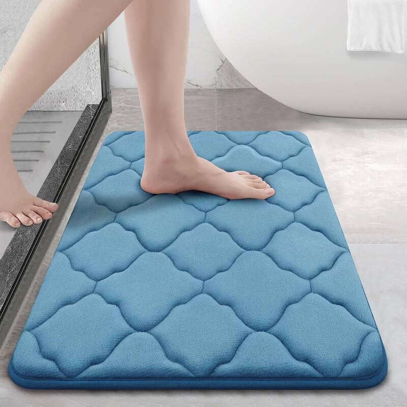 Memory Foam Bath Mat Rug 24x16 - Blue