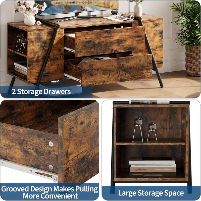 47 Inch Modern Entertainment Center TV Stand, Media Console for Living Room, Bedroom, Office - N/A