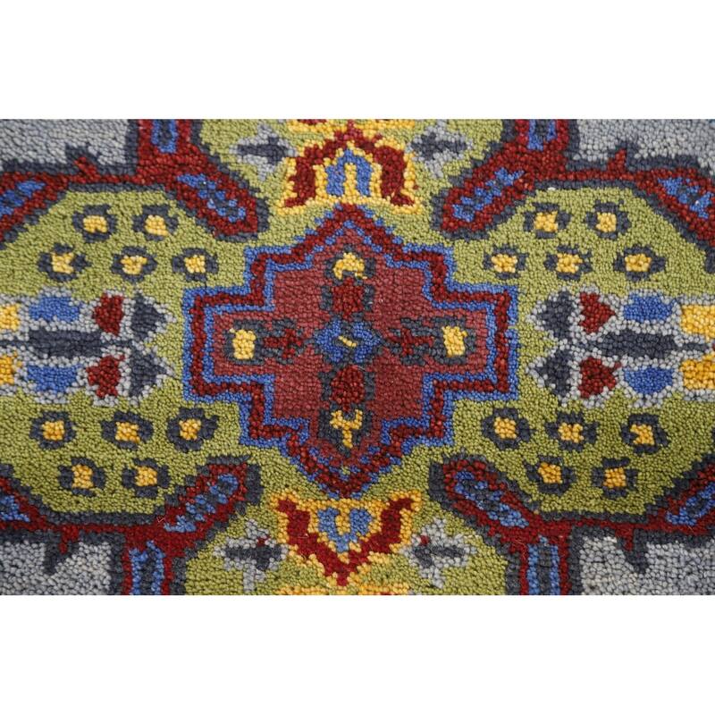 Geometric Kazak Indian Accent Area Rug Handmade Wool Carpet - 2'6"x 5'10"