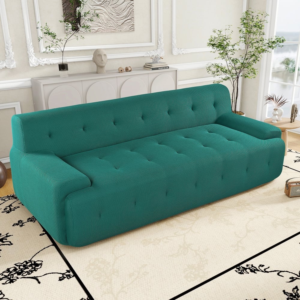 86.2'' Tufted Upholstered Sofa 3-Seat Modular Lounge Sofa for Livingroom Polyester Mesh Sofa Chaise