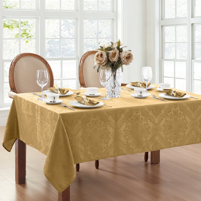 Caiden Elegance Damask Tablecloth - 52"x70" - Gold