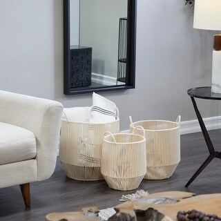 Cream Cotton Natural Storage Basket (Set of 3)