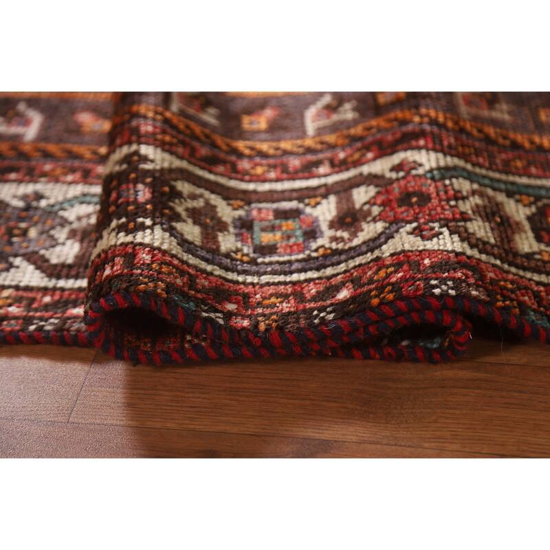 Tribal Pink Qashqai Persian Vintage Area Rug Handmade Wool Carpet - 5'4"x 8'6"