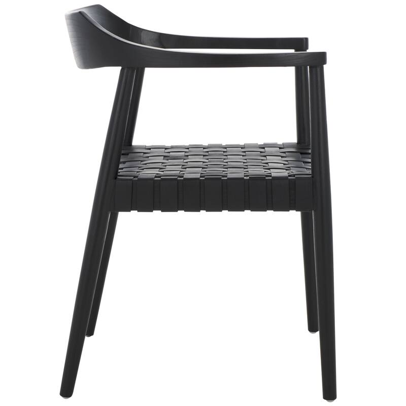 SAFAVIEH Diana Solid Wood & Leather Accent Chair (Fully Assembled) - W22" x D21" x H29" - 22Wx21Dx29H