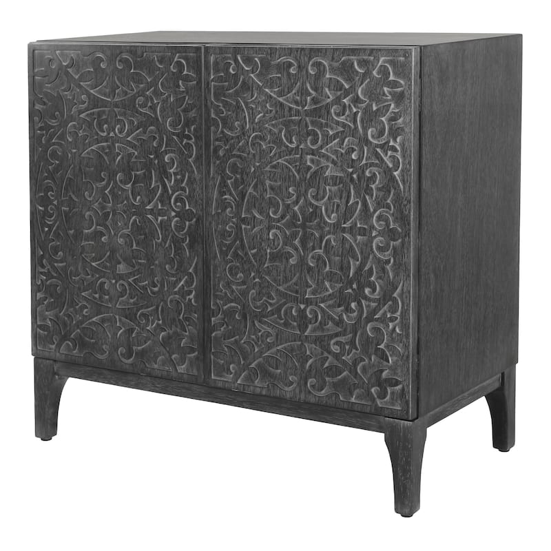 NPD Furniture Margie 2-Door Accent Cabinet - Brushstroke Black